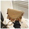 2025 Trend Bohemian Straw Weaving Summer New Woven Fringed Envelope Single Shoulder Crossbody Saddle Women's Bag