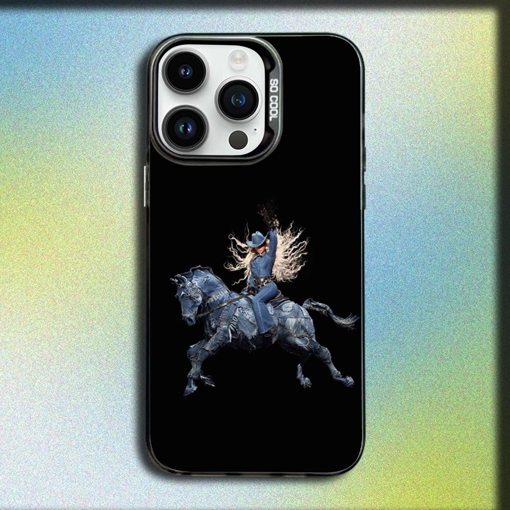 

B-Beyonce Cowboy Carter Phone Case For iPhone 16,15,14,13,12,11,Mini,Pro,SE,MAX Gray Matte Silicone Black Cover iPhone12