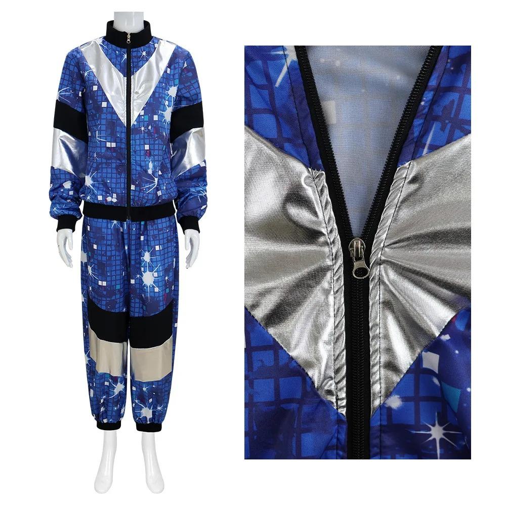 Women's Men's Costume 80s 90s Suit Party Accessories Disco Jacket Trousers Outfit Women's Men's Costume Tracksuit for Carnival