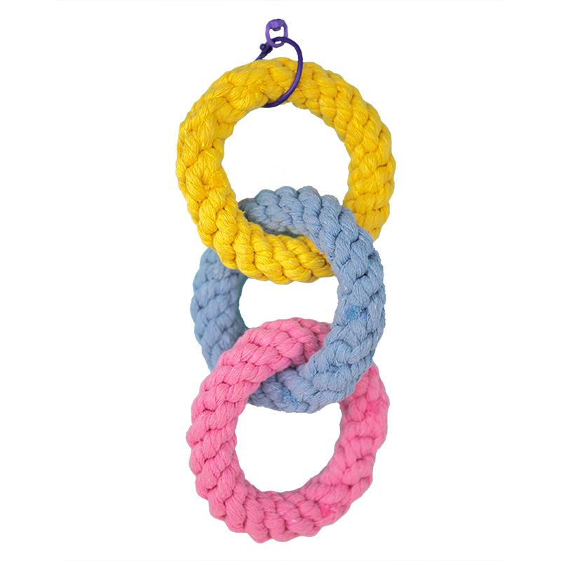 Chew-Proof Triple Ring Cotton Rope Toy - Hand-Braided Knot Ball for Aggressive Chewers Multi-Pet Enrichment Puzzle for Hamsters