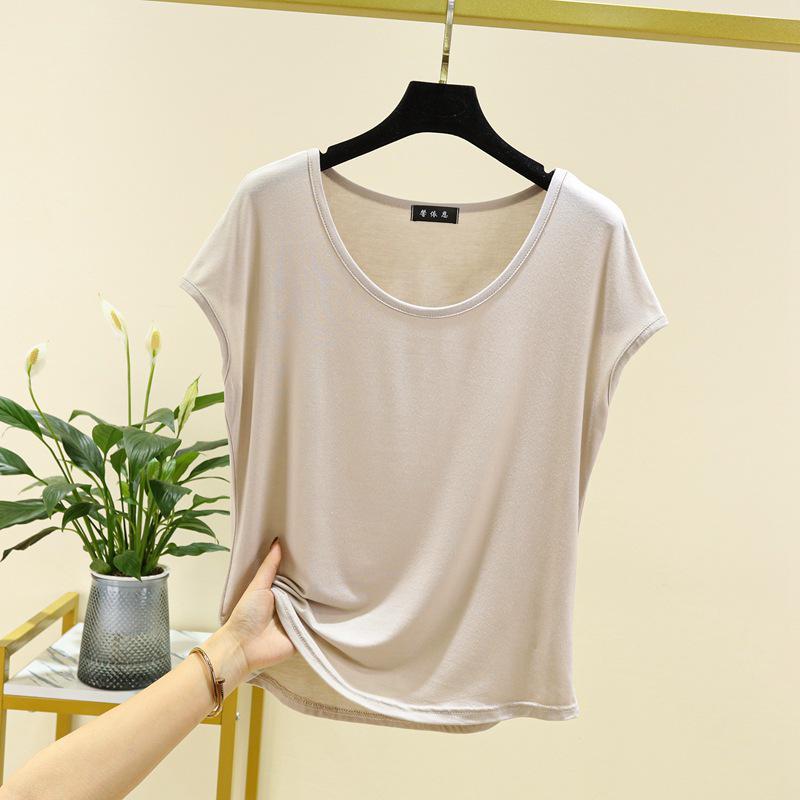 Women's Modal Sleeveless Thin Base Layer T-Shirt - Round Neck, Loose Fit, Plus Size, Solid Color, Slimming Top for Spring/Summer