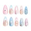 24 Pieces New 3D Manicure Nail Piece Love Bow Wearing Nail Pink Detachable Wearable Fake Nail