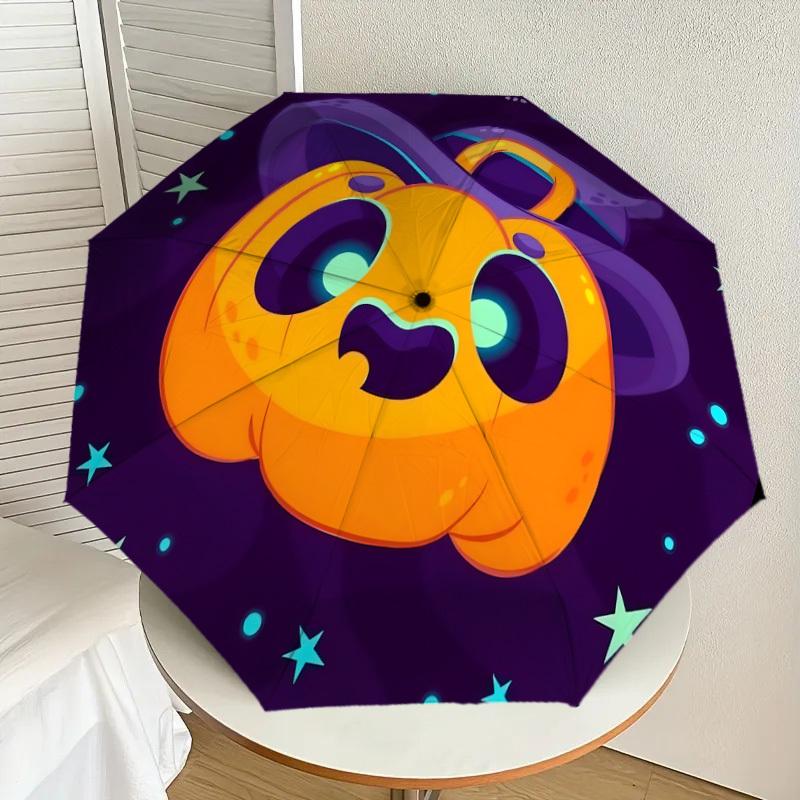 

1pc Pumpkin Panda Halloween Night Umbrella with Plastic Handle,Suitable for All Seasons Home Travel Outdoor UmbrellaDD1151