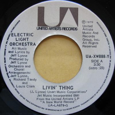 7inch Record ELECTRIC LIGHT ORCHESTRA - Livin' Thing UAXW888Y United Artists  1976 Canada Rock Used