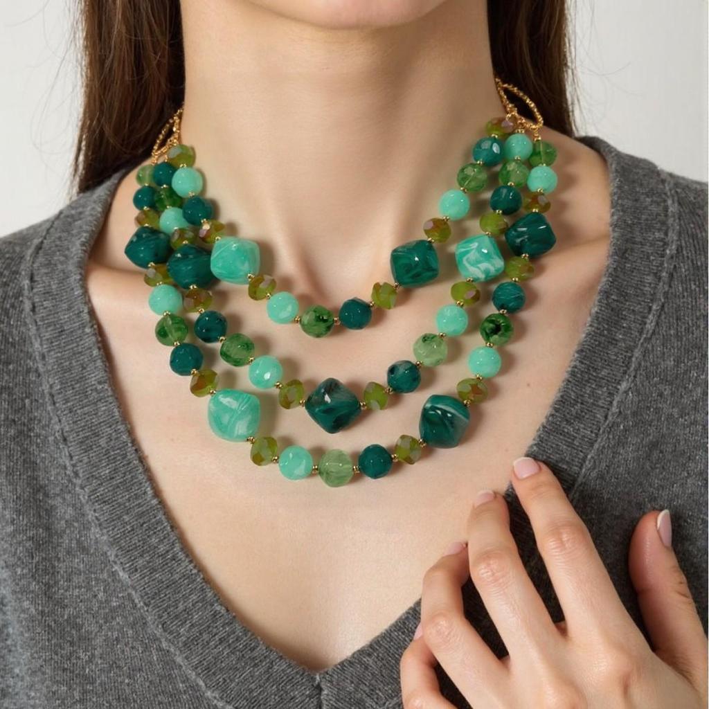 Exaggerated Resin Multi-Layer Clavicle Statement Necklace