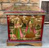 Wood Painted Carved Storage Box Coffee Table-Wood Central Chest with Floral Carved Trunk for Home Décor Organizing Artwork Home Furniture