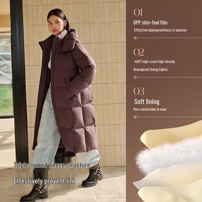 Aolaiyi Women's 2025 Winter Puff Long Hooded Duck Down Jacket