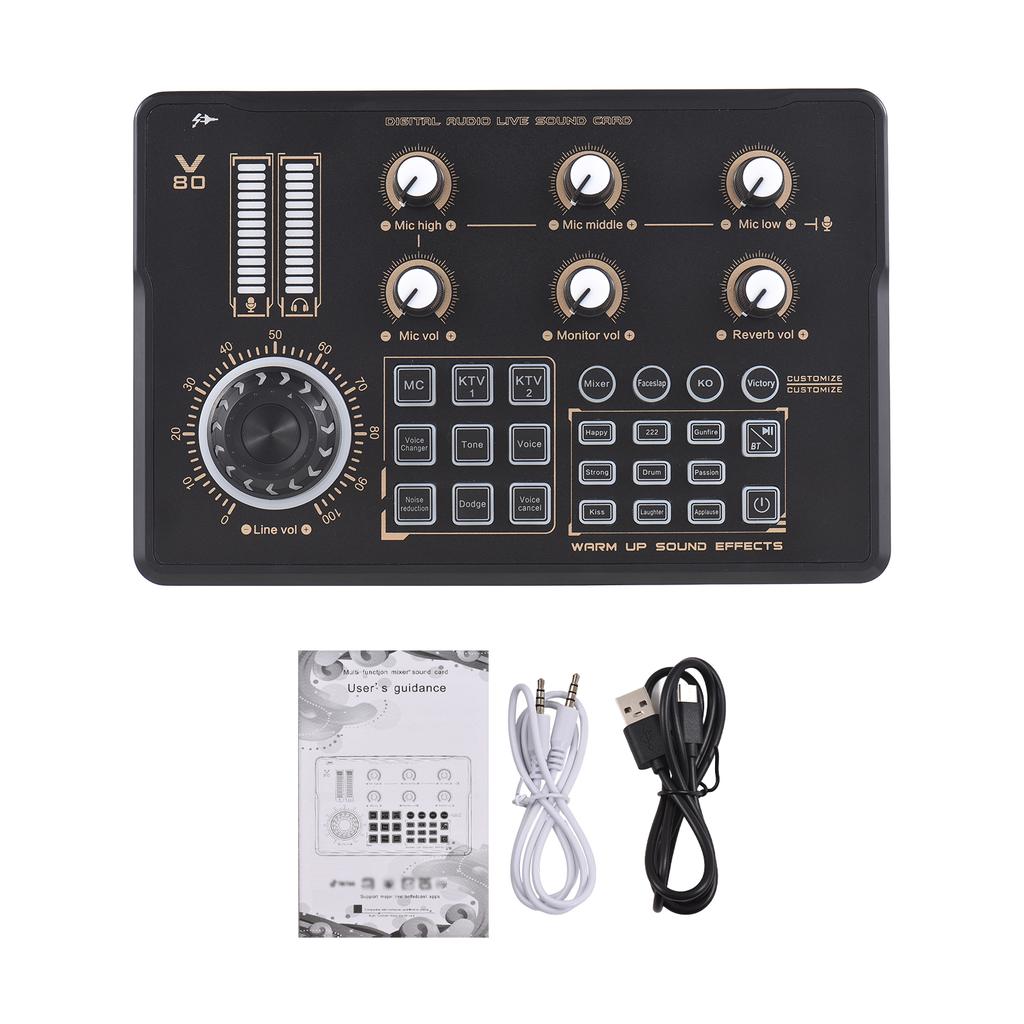 Live Sound Card Audio Recording Professional Sound Card Mixer with DJ Mixer Effects and Voice