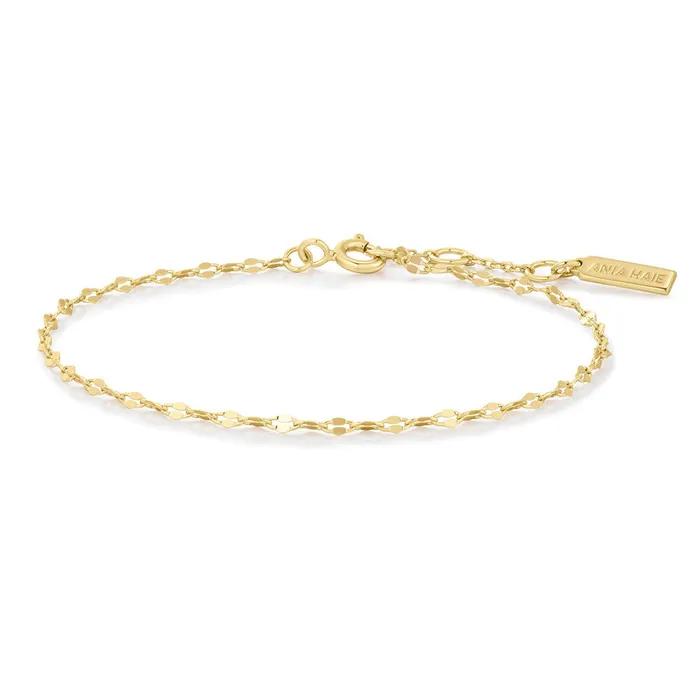 Gold Textured Chain 925 Silver Bracelet B073-02G.