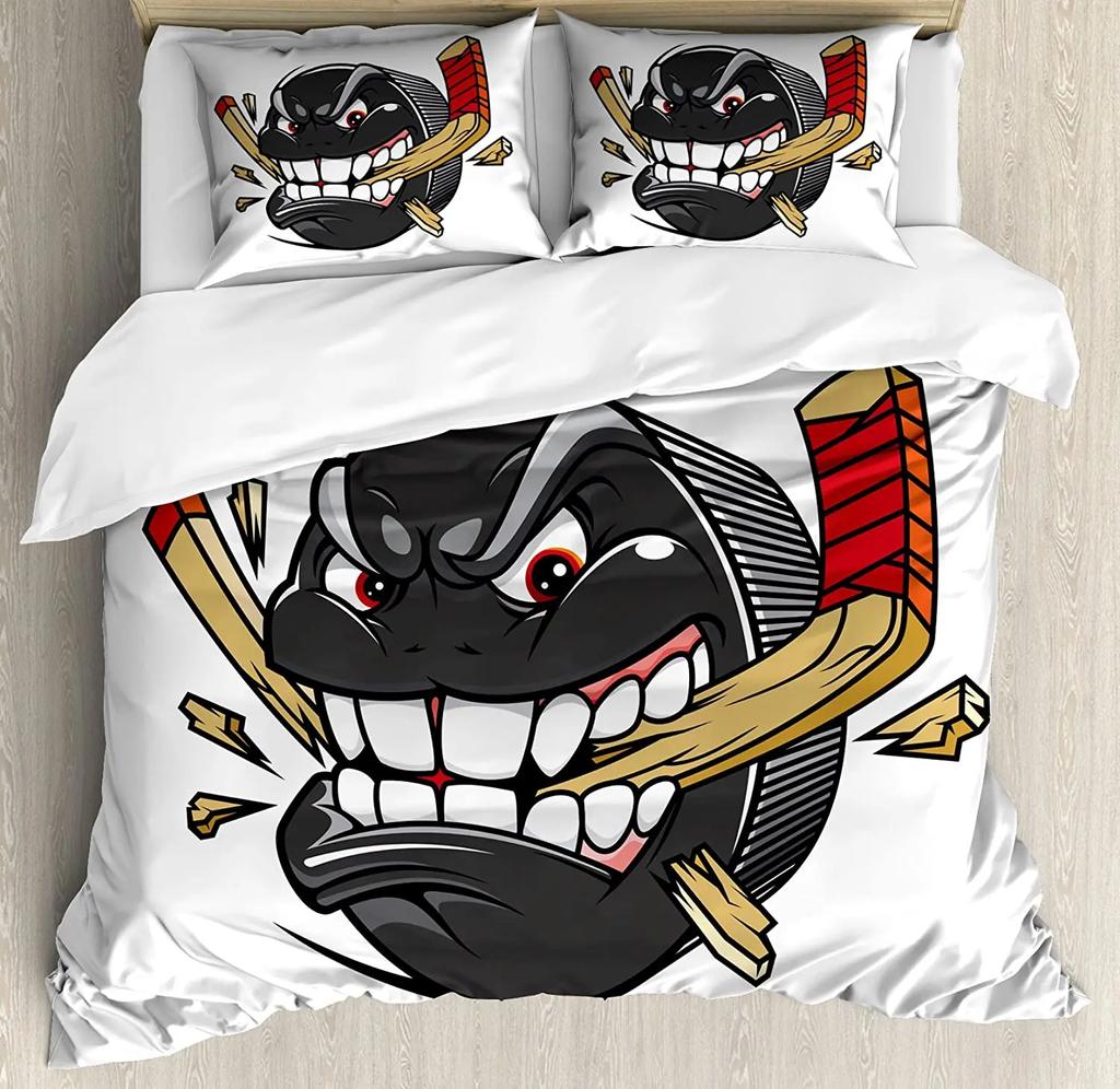 Hockey Bedding Collection For Bedroom Bed Home Hockey Player Makes A Strong S On Goal Rival Il Duvet Cover Quilt Cover Pillowcase