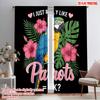 2pcs 2D Flat Printing Window Curtains Parrot Hibiscus Tropical Flower Polyester Without Electricity Festive Holiday Perfect for