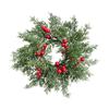 Candlestick Christmas Wreath with Cypress Leaves and Red Berries for Front Door and Yard Decoration