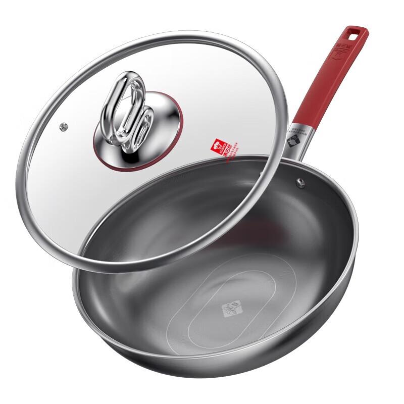 Kangbach 3rd Gen True Titanium 0 Coating 316L Stainless Steel Non-stick Wok, 32cm