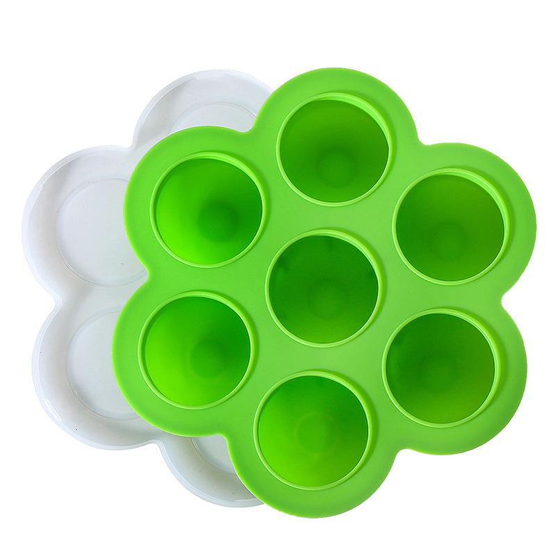 130g Silicone Supplementary Food Box 7-hole with Lid Children's Snack Fresh-keeping Box Ice Grid Air Fryer Egg Steamer