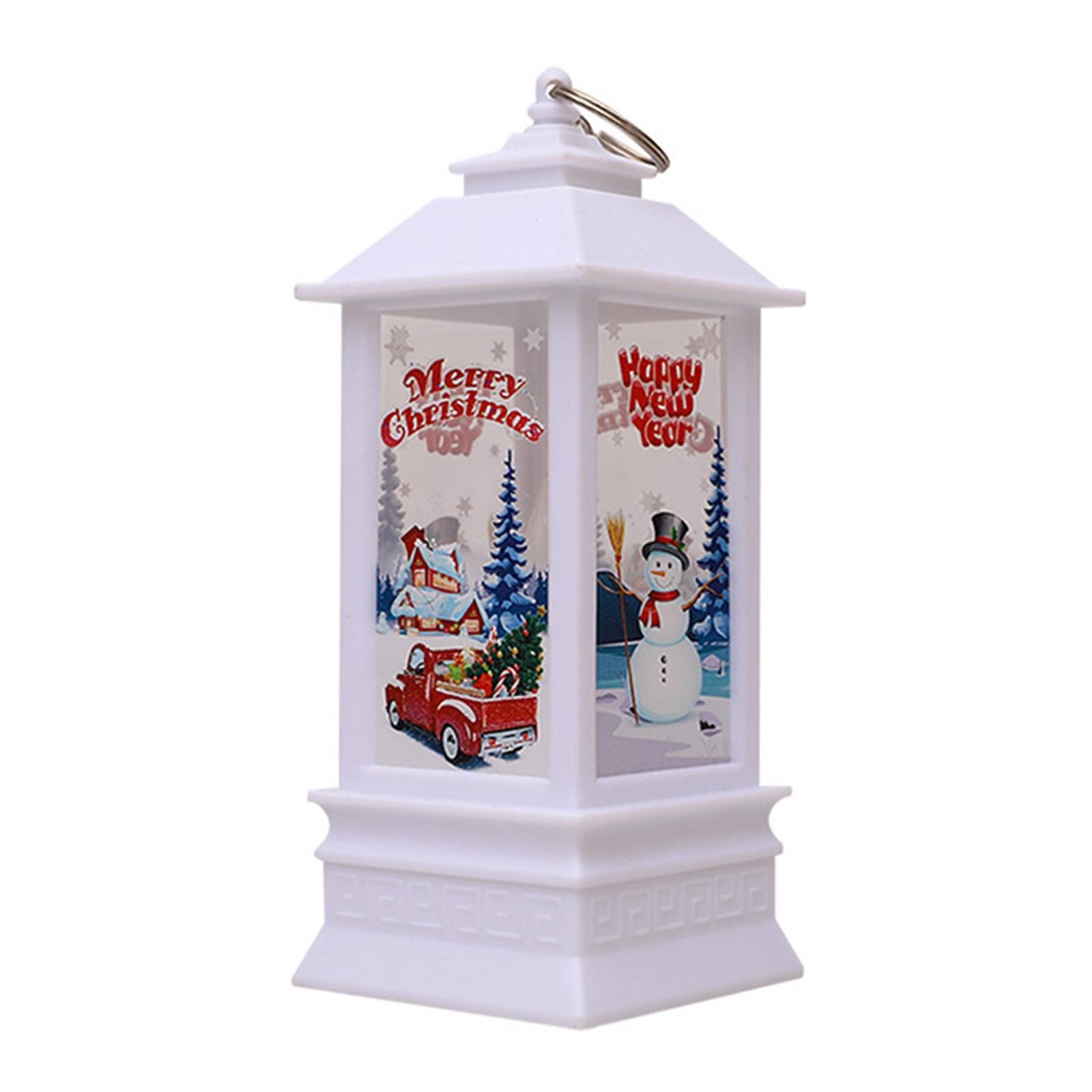 

LED Christmas Lantern Decorative Candle Light with Holiday Scene Prints Battery Operated Winter Festival Ornament for Indoor Outdoor Use