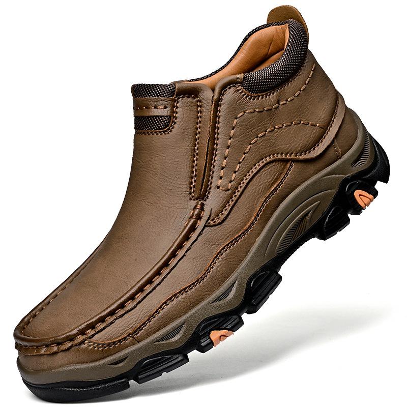 Men s Large Size Wear-Resistant Winter Leather Boots with Thick Sole 48