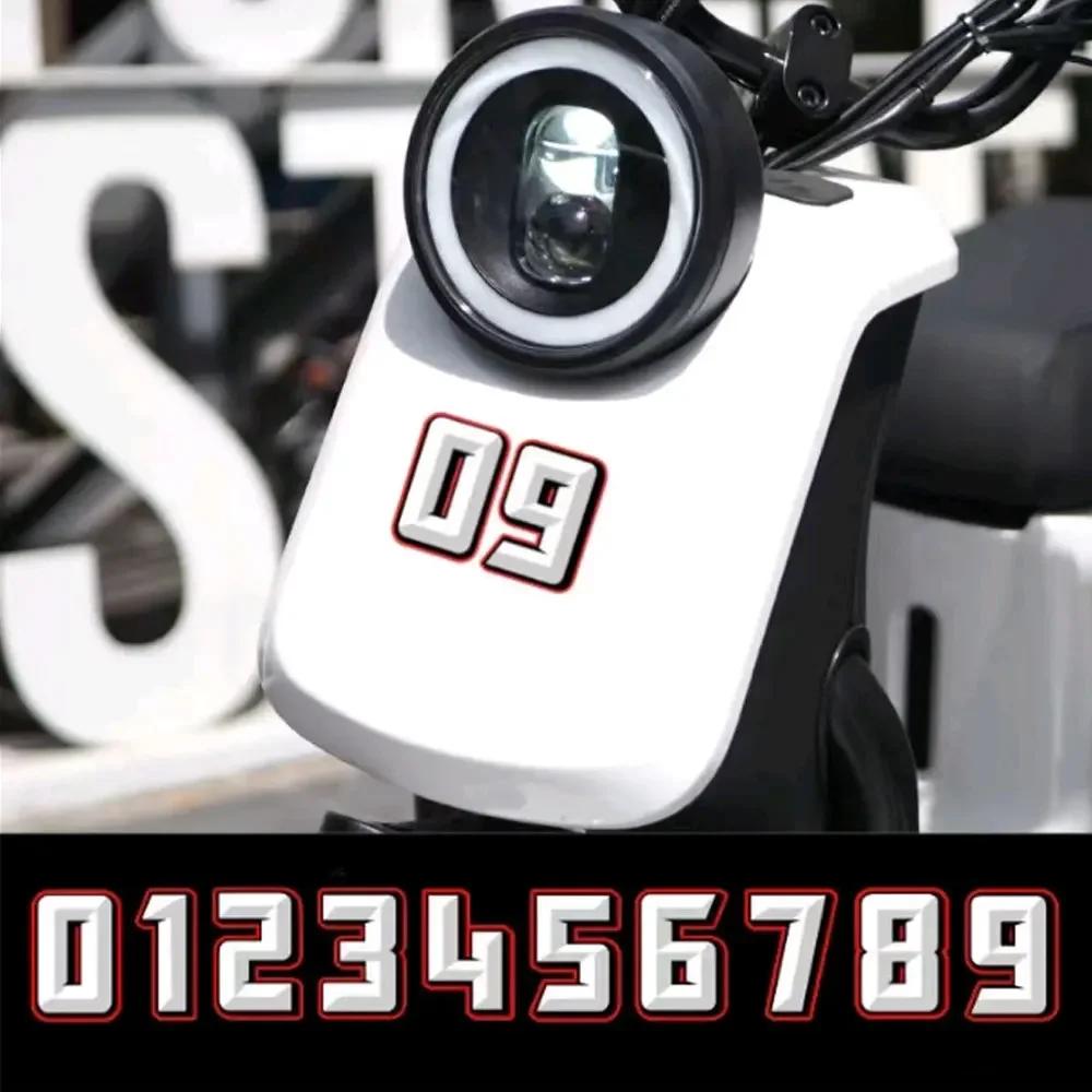 1pc Motorcycle 0-9 Number Styling Decorative Sticker Motorcycle Body Racing Badge Decal Universal Motorbike Decor Accessories