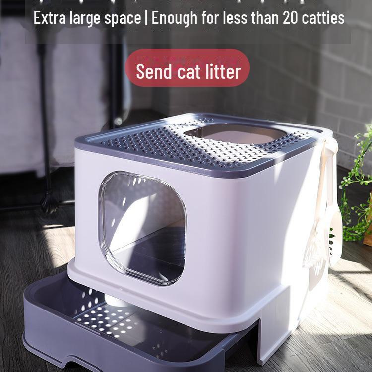 "Extra Large Enclosed Cat Litter Box with Drawer and Splash-Proof Design"