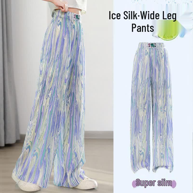 Moonkids Girls  Summer Ice Silk Wide-Leg Pants 160cm