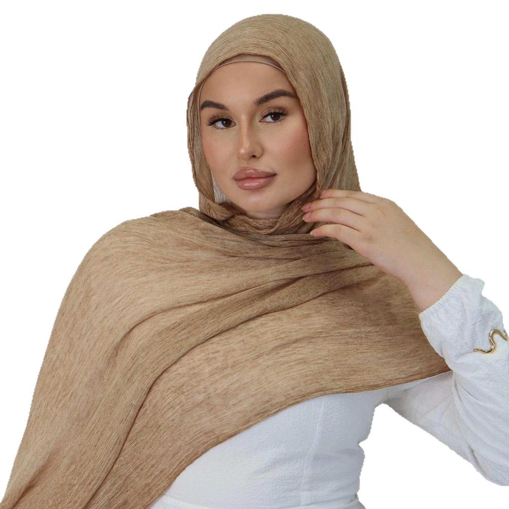 High-Texture Tie-Dye Rayon Headscarf Set: Soft, Wrinkled, Vintage-Style Muslim Shawl