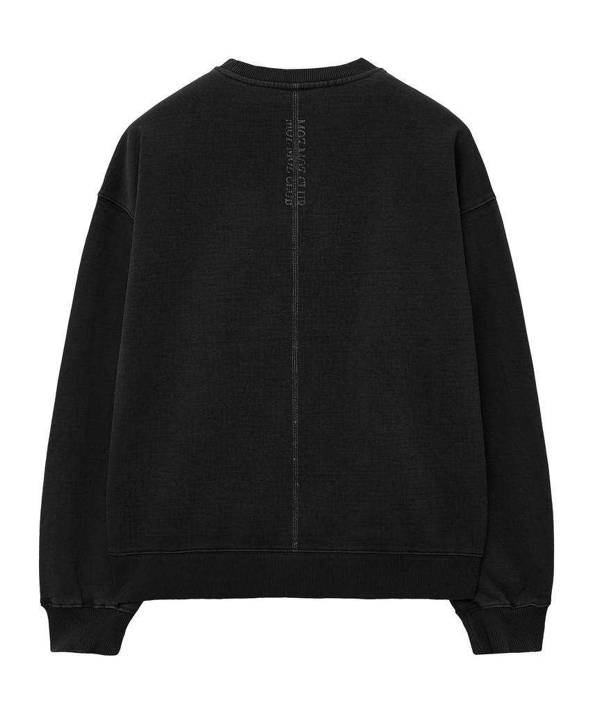 MOZMOZ Terry Brushed Pigment Backstitch Oversized Sweatshirt Black