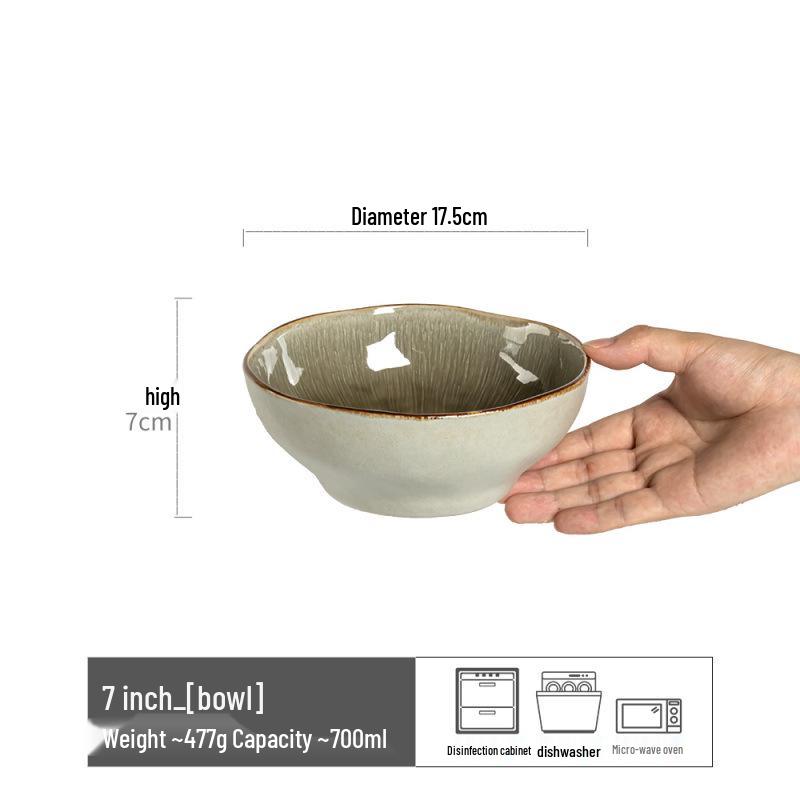 Retro Ceramic Large Bowls for Soup & Vegetables - Practical Tableware for Single Serving
