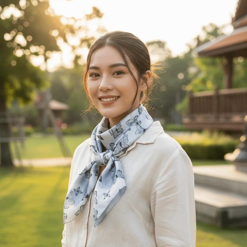 Breathable Small Square Scarf Sunscreen Printed Silk Scarf  Bag Accessories