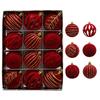 12 pezzi di decorazioni per l'albero di Natale in velluto, palline colorate dipinte, decorazioni festive per la casa e il matrimonio
