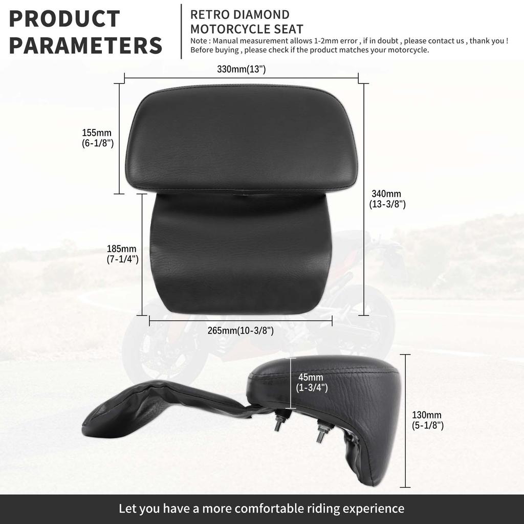 1 SET Univerzální Motocyklový Sissy Bar Opěradlo Polštář pro Honda Yamaha Suzuki Harley Bobber Chopper Crusier