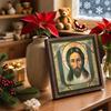 Decorative Painting of Orthodox icons,Consecrated Icon "Saved by a miracle",Photo Frame painting,Christian Wall Art,20cm*20cm,Spiritual Decor Gift