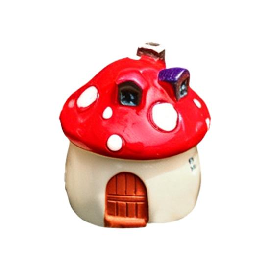 Mini houbový dům Figurka Miniaturní doplňky pro pohádkovou zahradu Malá pryskyřičná chaloupka Soška pro DIY Terárium Mechový krajinný květináč Bonsaj Dekorace