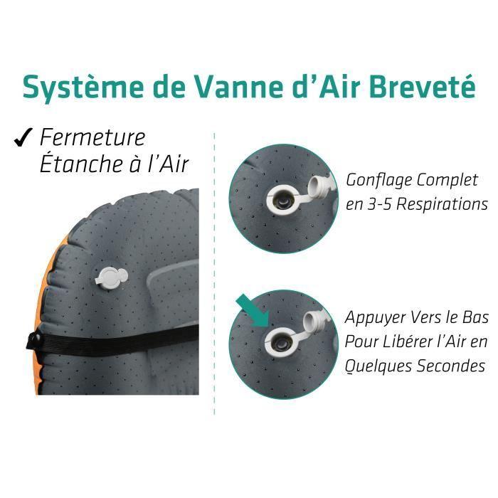 Trekology ALUFT 2.0 Oreiller de Voyage, Coussin Gonflable pour le Camping,Pliable,Compact,Ultraléger Noir