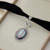 Gothic Vintage Oval Pendant Velvet Necklace Ladies Vampire Relief Witch Zircon Accessories Victoria Choker