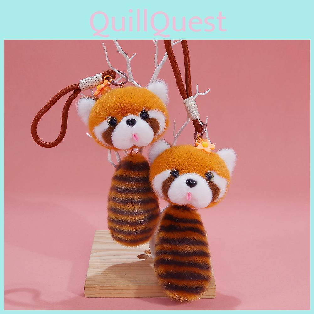 Plush Panda Keychain With Tongue Pull String And Bell For Bag Decor And Collectors Gift