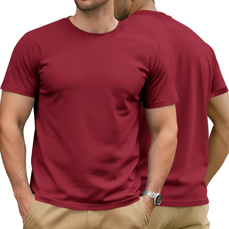 Fashion Europe, America, summer solid color round neck short sleeve pure cotton casual sports simple T-shirt top