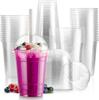 100 Sets Disposable Plastic Coffee Cups with Dome Lids To Go Iced Coffee Cups BPA Free Clear for Bubble Boba Juice Milkshake