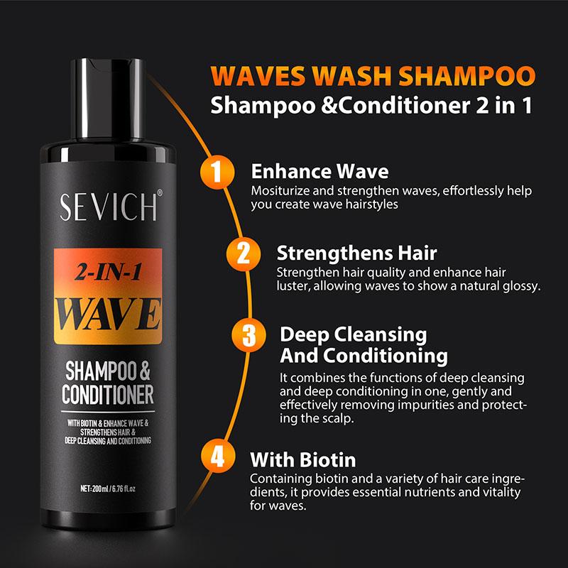 2 IN 1 Wave Shampoo for Men Strong Hold Waves Control Pomade  Non-Greasy Hair Styling Paste Wave Hair Oil Gel With Brush Anti Hair Loss Shampoo 200ml