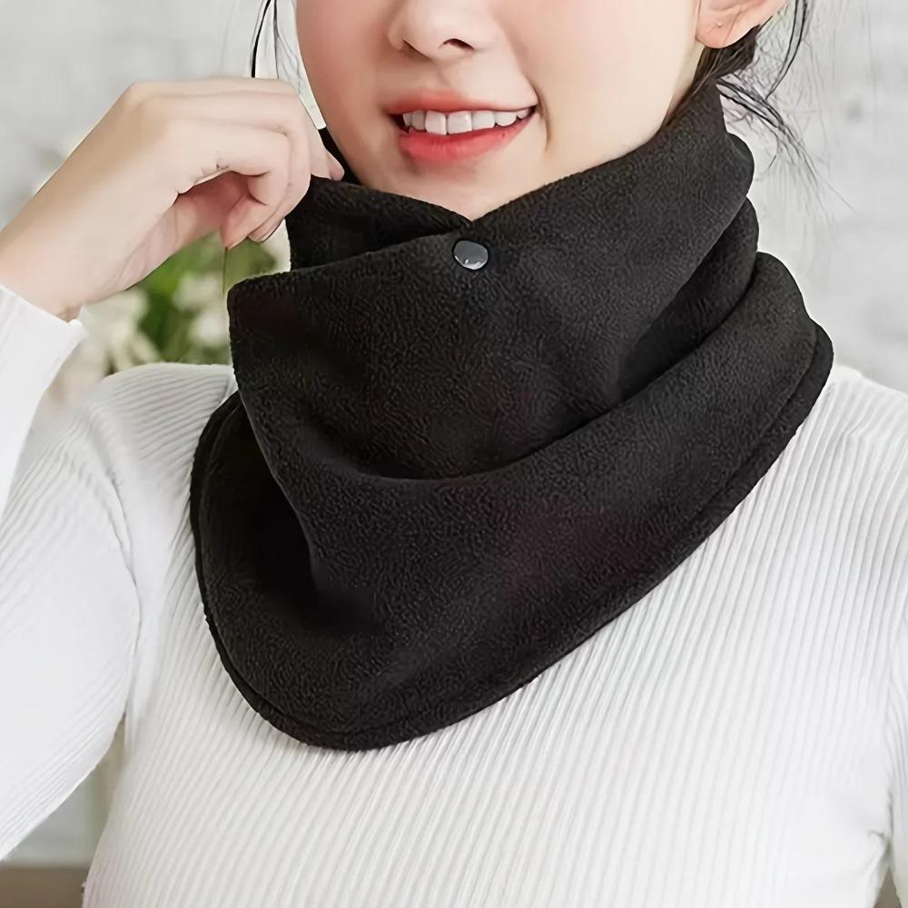 Classic solid color neck warmer with snap closure warm velvet cover for winter outdoor activities use