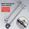 1 pièce Clé à clé pour écrou de robinet en acier au carbone, réglable, rotative à 180 degrés, clé universelle pour évier, outil à main pour réparation de plomberie
