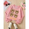 European Sizes Kids' Crewneck Sweatshirt Cute Bear Faces Pattern Print Design , Sportswear And Casual Wear, Soft And Comfortable, Children's Clothing
