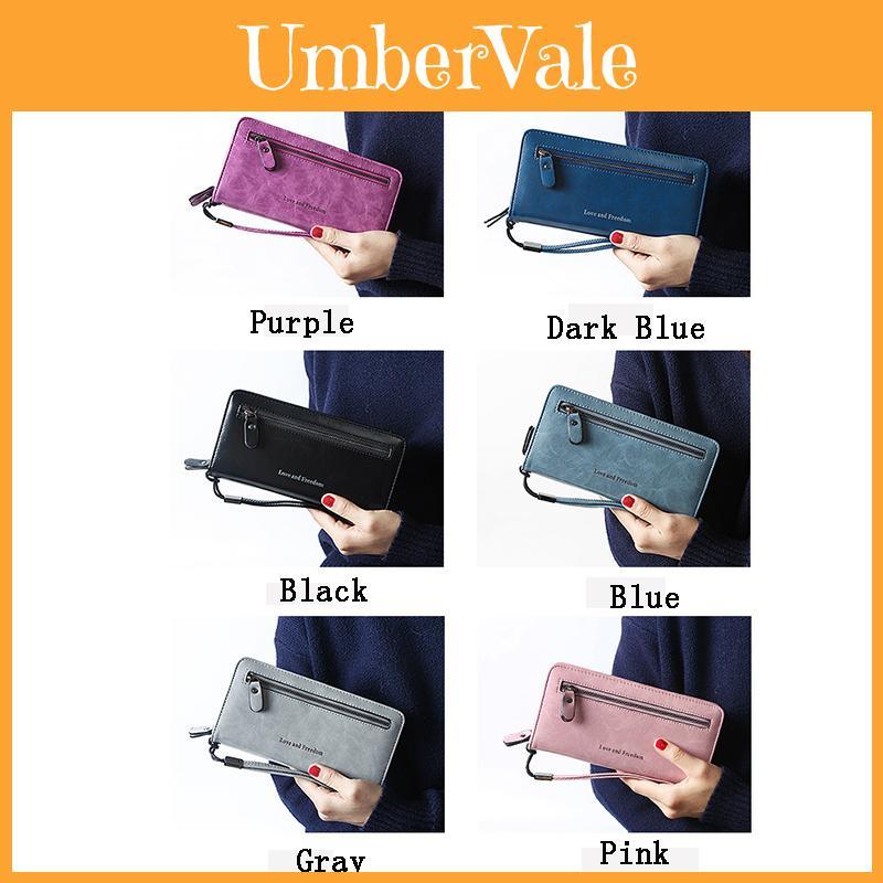 Women's Luxurious Leather Zipper Long Wallet With Large Capacity And Hasp Handbag