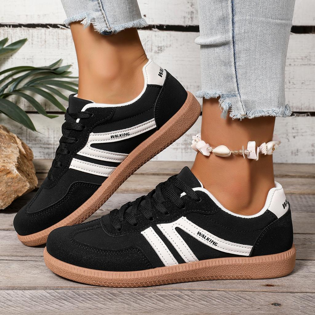 Fashion Mix Color Women Autumn Sneakers Fashion Splicing Flat Heel Vulcanized Shoes Female Lace-Up Non-Slip Pu Leather Casual Shoes