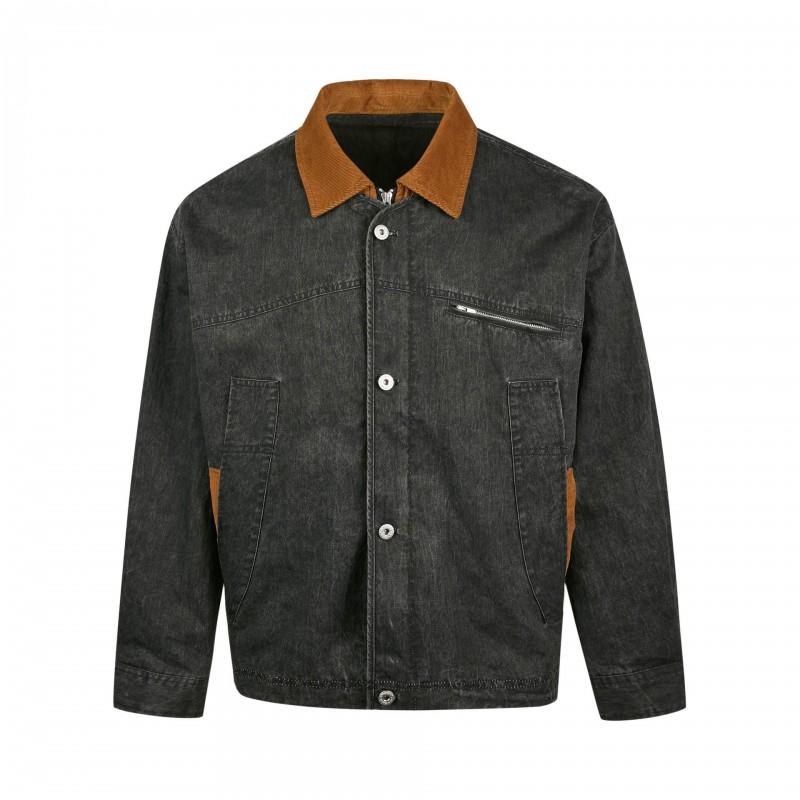 Mens Vintage Washed Cotton Blend Jacket Loose Fit Casual Outerwear