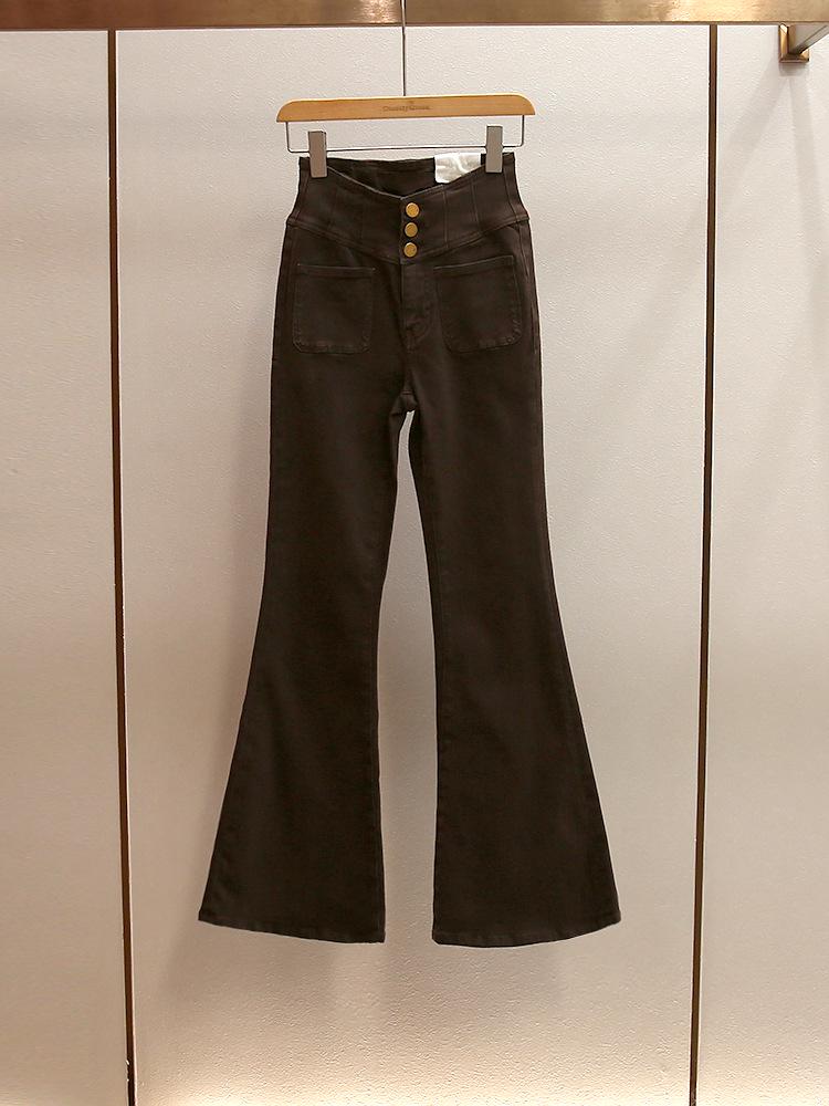 Nanyou Women s Retro A-Line High-Waisted Micro-Flare Jeans - Slimming and Flattering Autumn Collection L