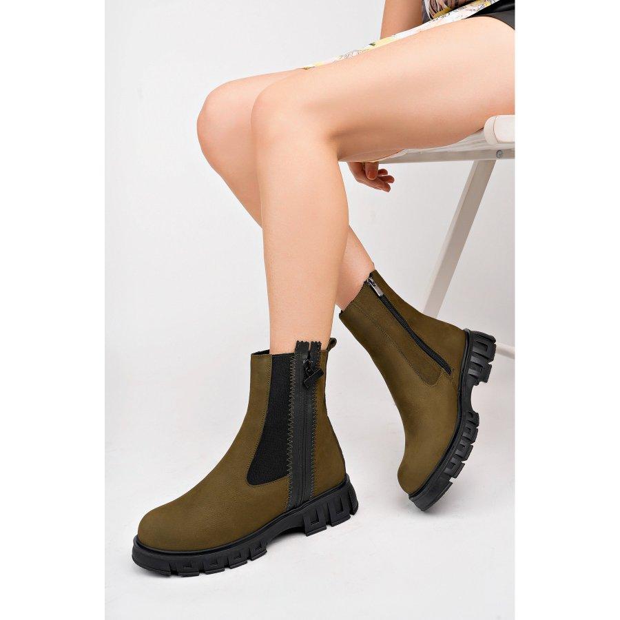 Cizme casual de damă din piele naturală nubuck