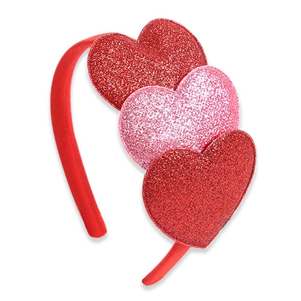 Plastic Red Heart Headband Sequins Shining Heart Hairband Valentine s Day Hair Hoop  Men Style 1