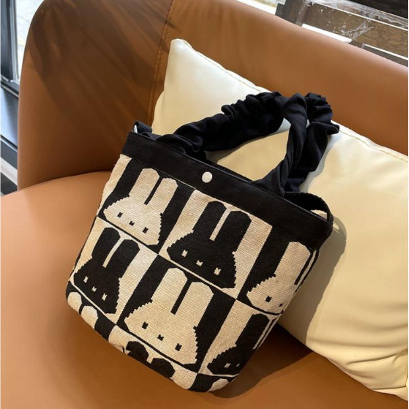 Women's Handbag Cartoon Rabbit Print Shoulder Bag Large Capacity Mommy Bag Cross Tote Bag Students Casual Handbag