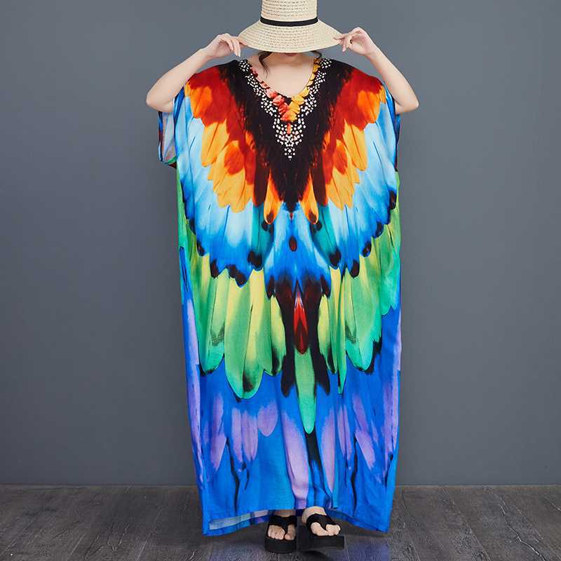 

Праздничное платье с принтом, свободное платье с рукавами «летучая мышь», платье больших размеров L