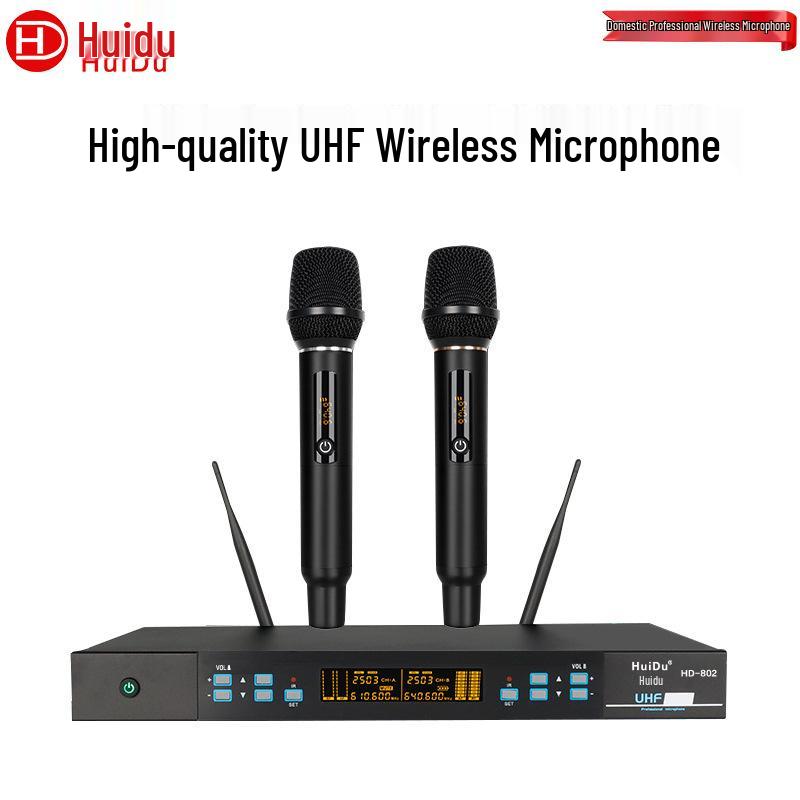 HuiDu HD-801 Dual Handheld UHF FM Wireless Microphone for Professional Speech