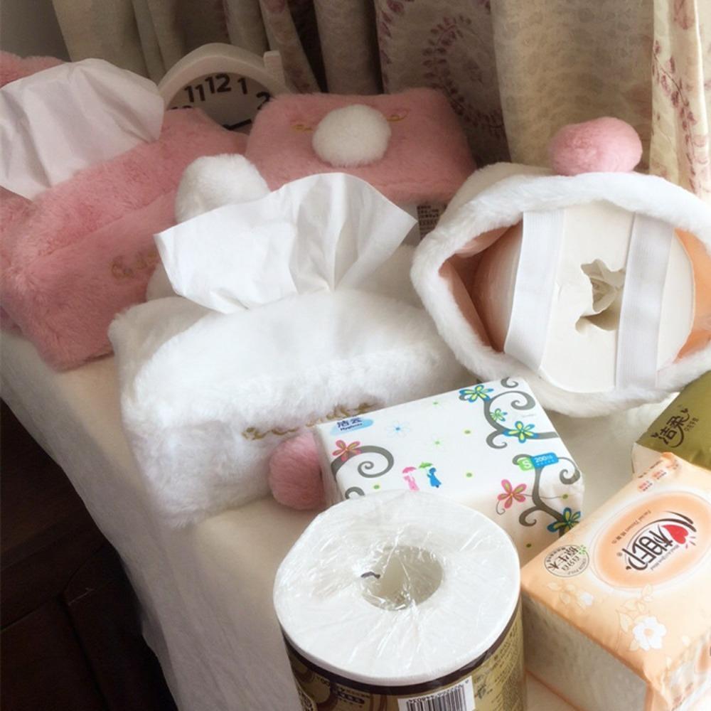 Toilet Paper Holder Plush Rabbit Tissue Cover Cartoon Napkin Holder Napkin Case Tissues Storage Box